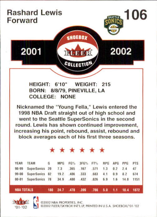 2001/2002 Fleer Shoebox Basketball - Picture 193 of 296