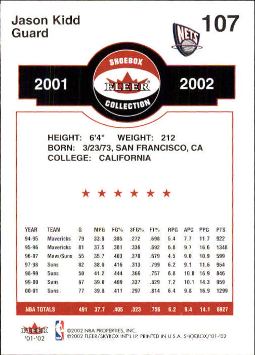 2001/2002 Fleer Shoebox Basketball - Picture 195 of 296