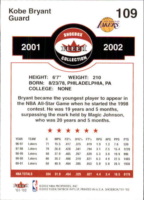 2001/2002 Fleer Shoebox Basketball - Picture 199 of 296
