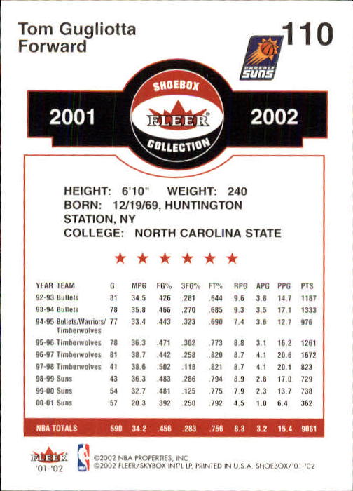 2001/2002 Fleer Shoebox Basketball - Picture 201 of 296