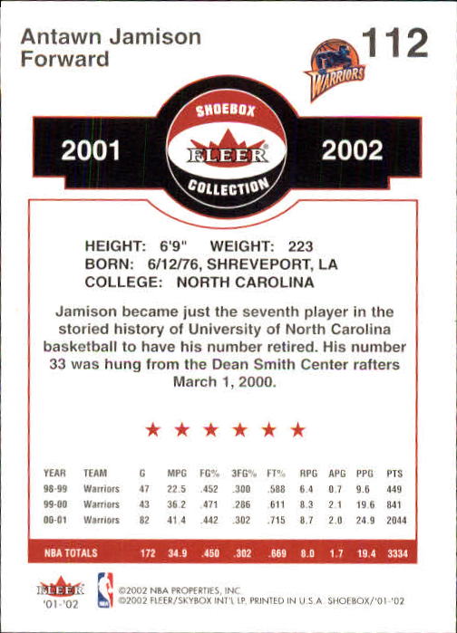 2001/2002 Fleer Shoebox Basketball - Picture 205 of 296