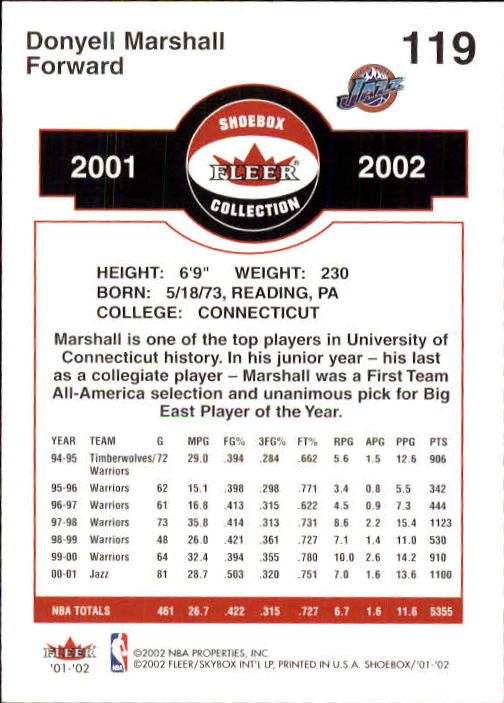 2001/2002 Fleer Shoebox Basketball - Picture 219 of 296