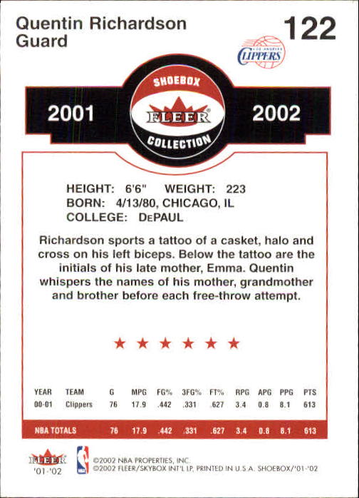 2001/2002 Fleer Shoebox Basketball - Picture 223 of 296