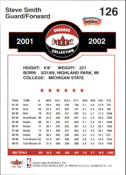 2001/2002 Fleer Shoebox Basketball - Picture 231 of 296