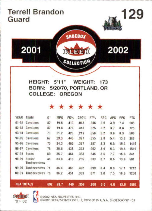 2001/2002 Fleer Shoebox Basketball - Picture 237 of 296