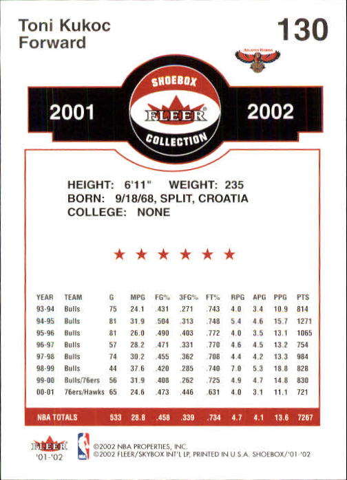 2001/2002 Fleer Shoebox Basketball - Picture 239 of 296