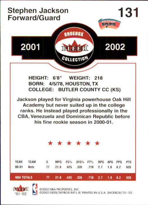 2001/2002 Fleer Shoebox Basketball - Picture 241 of 296