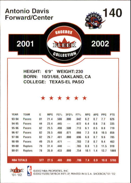 2001/2002 Fleer Shoebox Basketball - Picture 259 of 296