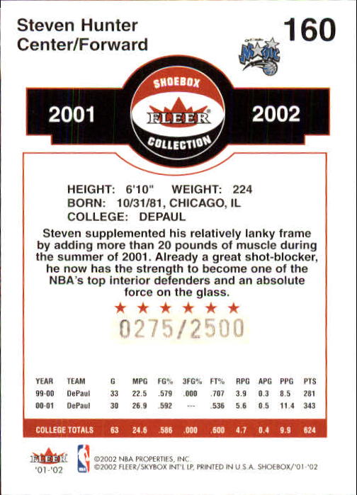 2001/2002 Fleer Shoebox Basketball - Picture 283 of 296