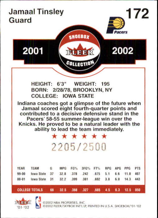 2001/2002 Fleer Shoebox Basketball - Picture 287 of 296