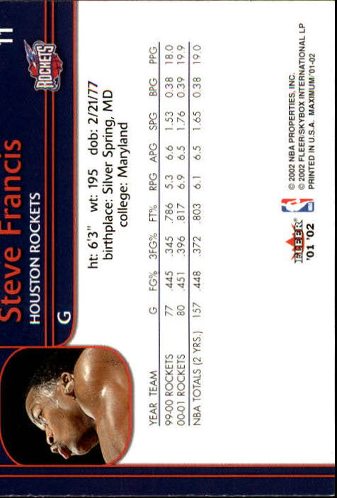 2001/2002 Fleer Maximum Basketball - Picture 9 of 115