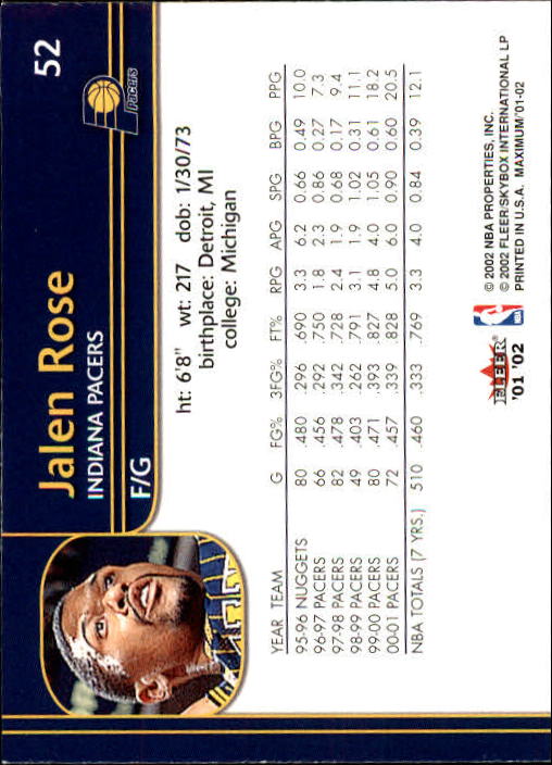 2001/2002 Fleer Maximum Basketball - Picture 33 of 115