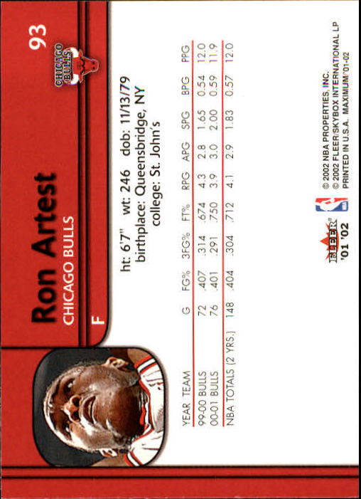 2001/2002 Fleer Maximum Basketball - Picture 55 of 115