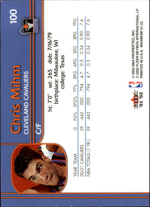 2001/2002 Fleer Maximum Basketball - Picture 59 of 115