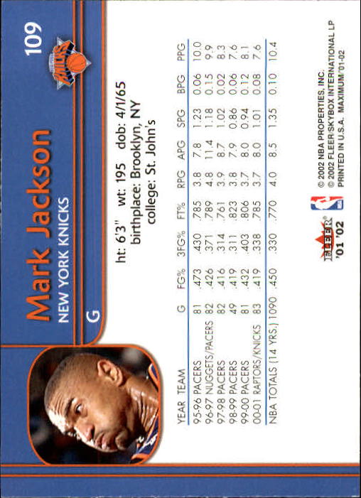 2001/2002 Fleer Maximum Basketball - Picture 65 of 115
