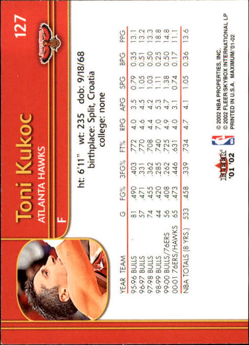 2001/2002 Fleer Maximum Basketball - Picture 75 of 115