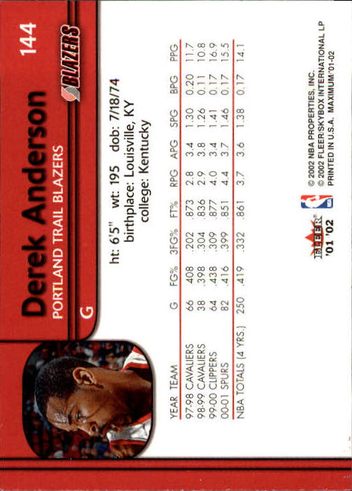 2001/2002 Fleer Maximum Basketball - Picture 87 of 115