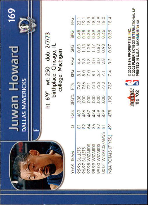 2001/2002 Fleer Maximum Basketball - Picture 105 of 115