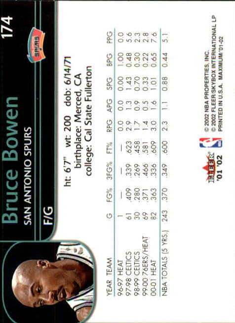 2001/2002 Fleer Maximum Basketball - Picture 107 of 115