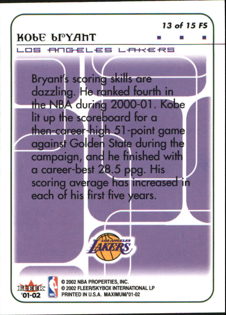 2001/2002 Fleer Maximum Basketball - Picture 113 of 115