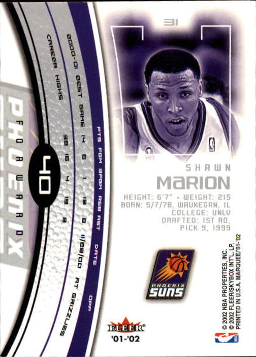 2001/2002 Fleer Marquee Basketball - Picture 33 of 61