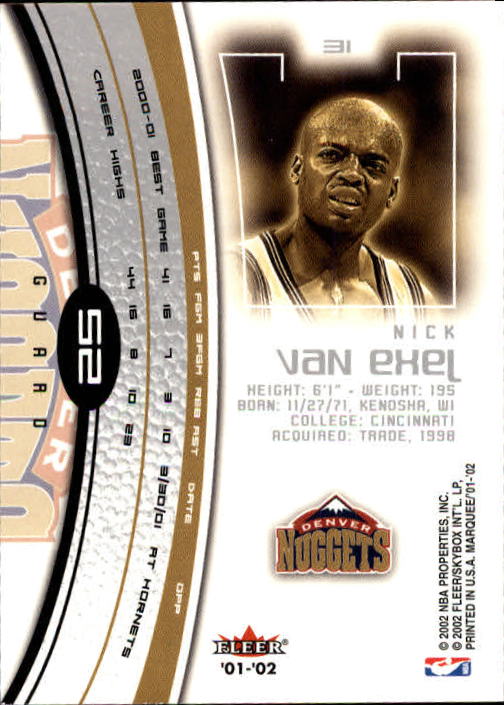 2001/2002 Fleer Marquee Basketball - Picture 37 of 61