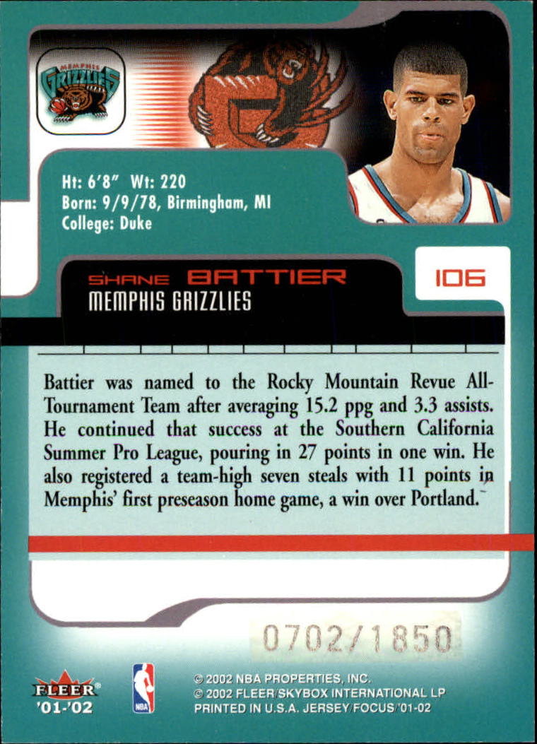 2001/2002 Fleer Focus Basketball - Picture 159 of 169