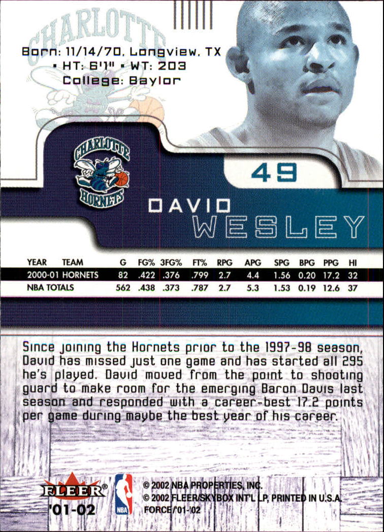 2001/2002 Fleer Force Basketball - Picture 59 of 183