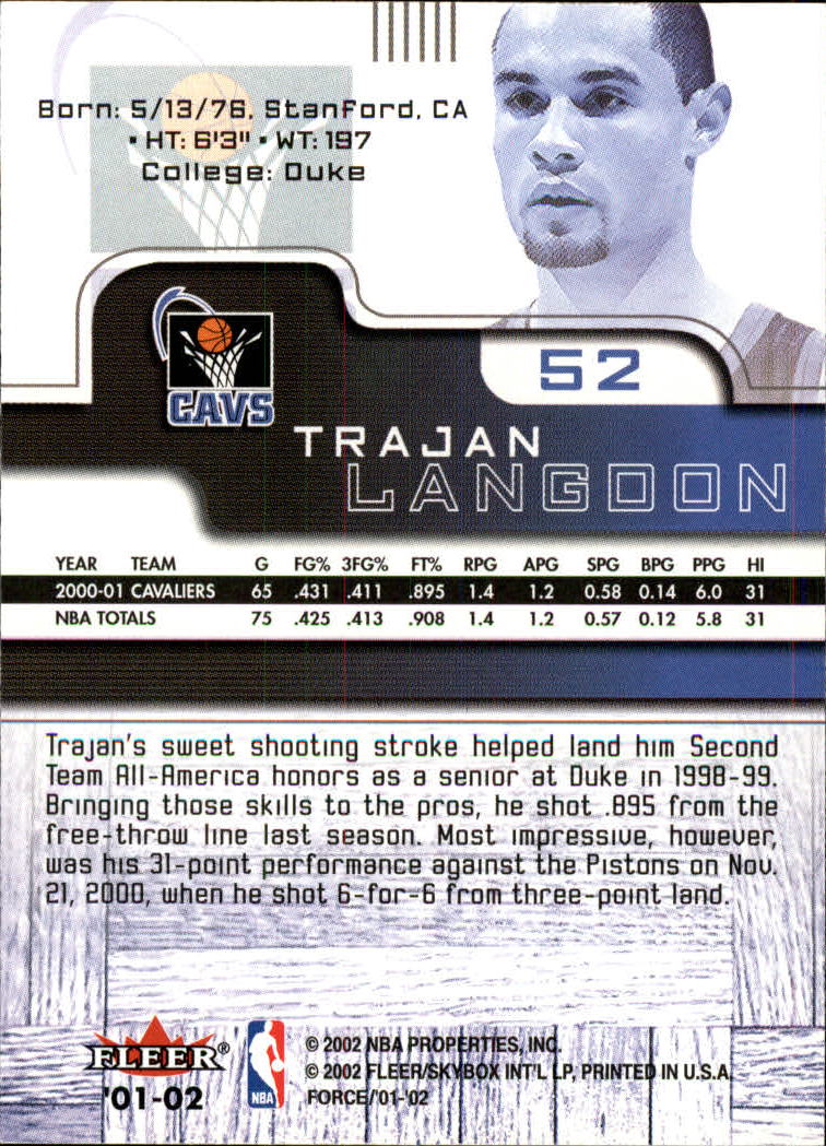 2001/2002 Fleer Force Basketball - Picture 61 of 183