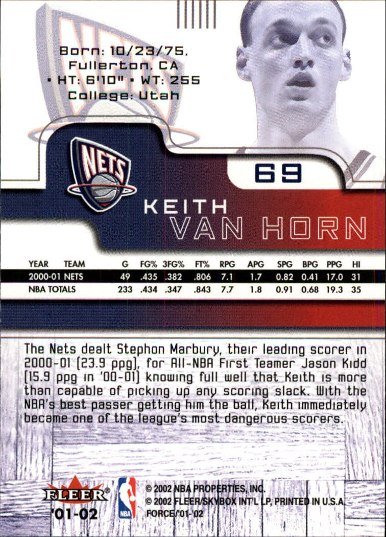 2001/2002 Fleer Force Basketball - Picture 77 of 183