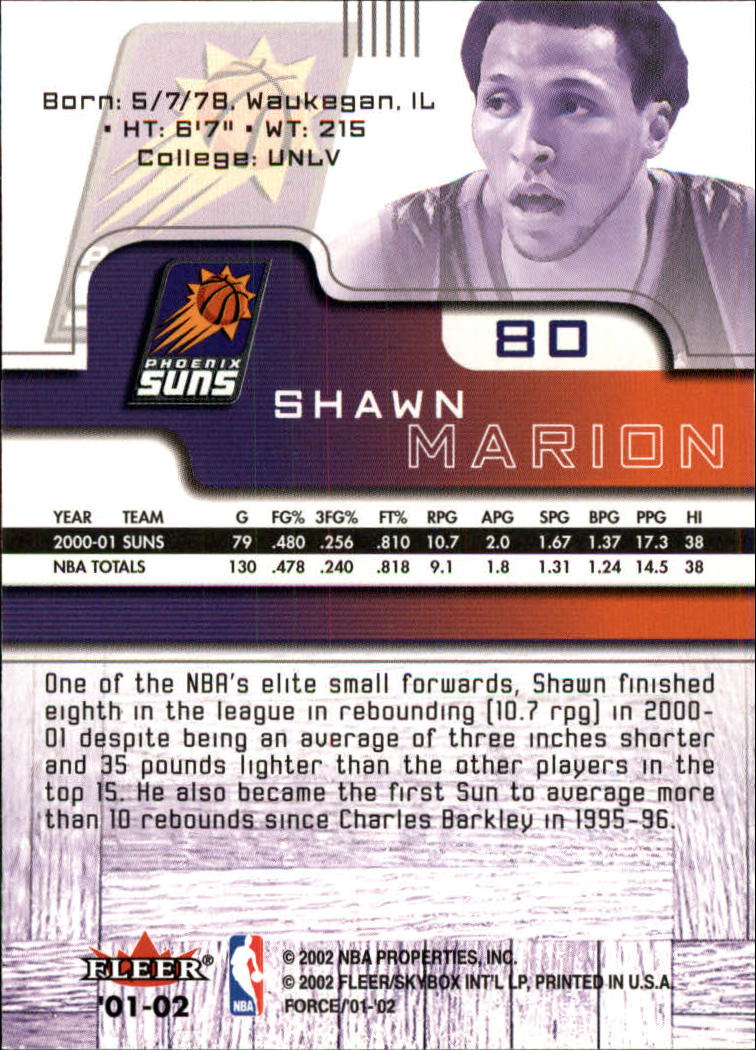 2001/2002 Fleer Force Basketball - Picture 91 of 183