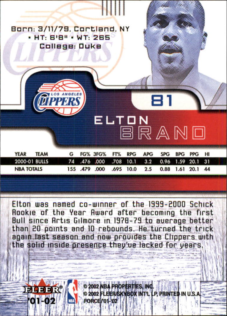2001/2002 Fleer Force Basketball - Picture 93 of 183