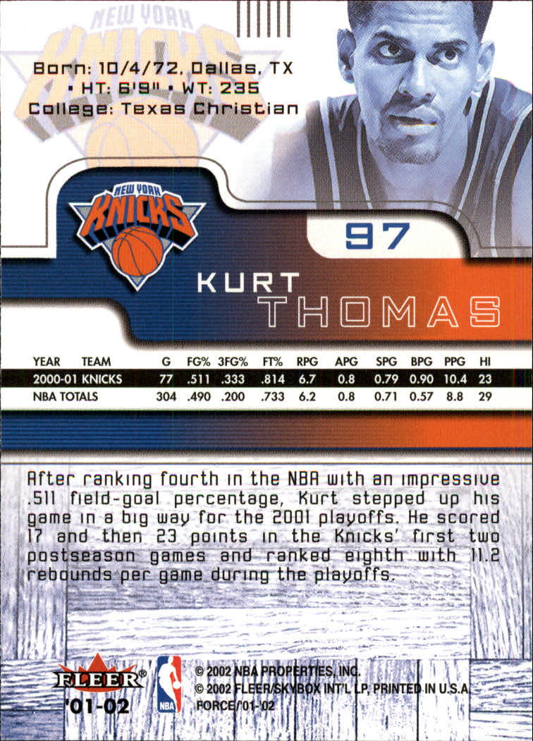 2001/2002 Fleer Force Basketball - Picture 111 of 183