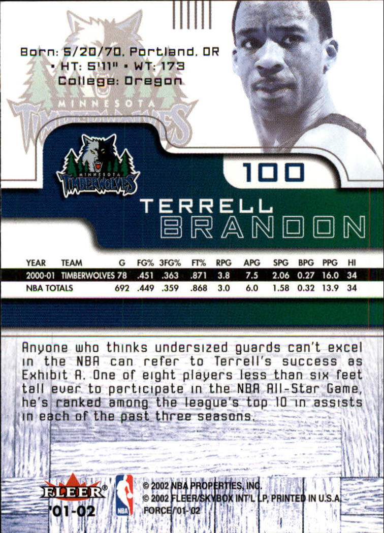 2001/2002 Fleer Force Basketball - Picture 117 of 183