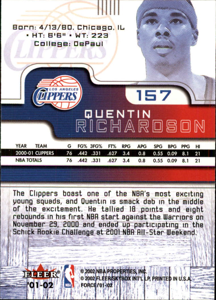 2001/2002 Fleer Force Basketball - Picture 145 of 183