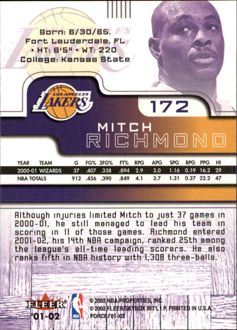 2001/2002 Fleer Force Basketball - Picture 165 of 183