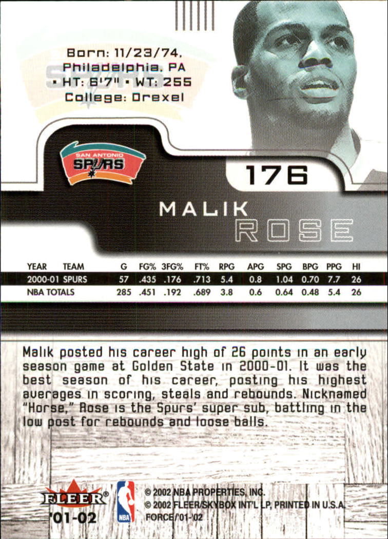 2001/2002 Fleer Force Basketball - Picture 173 of 183