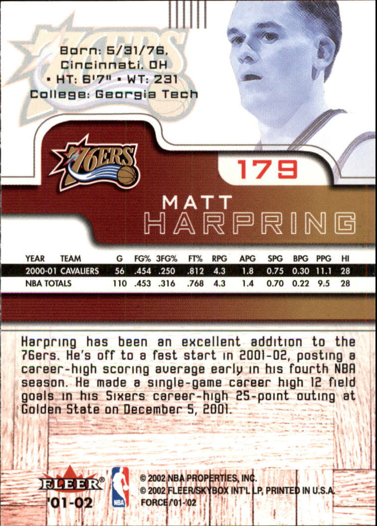 2001/2002 Fleer Force Basketball - Picture 177 of 183