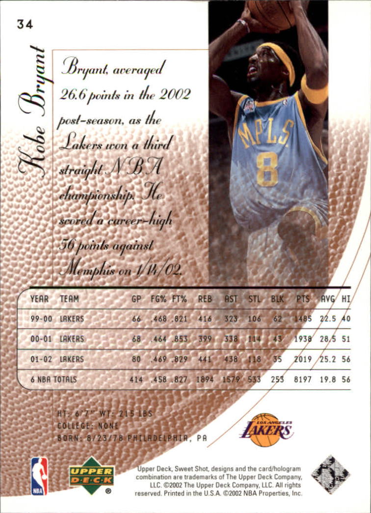 2002/2003 Sweet Shot (Upper Deck) Basketball - Picture 103 of 153