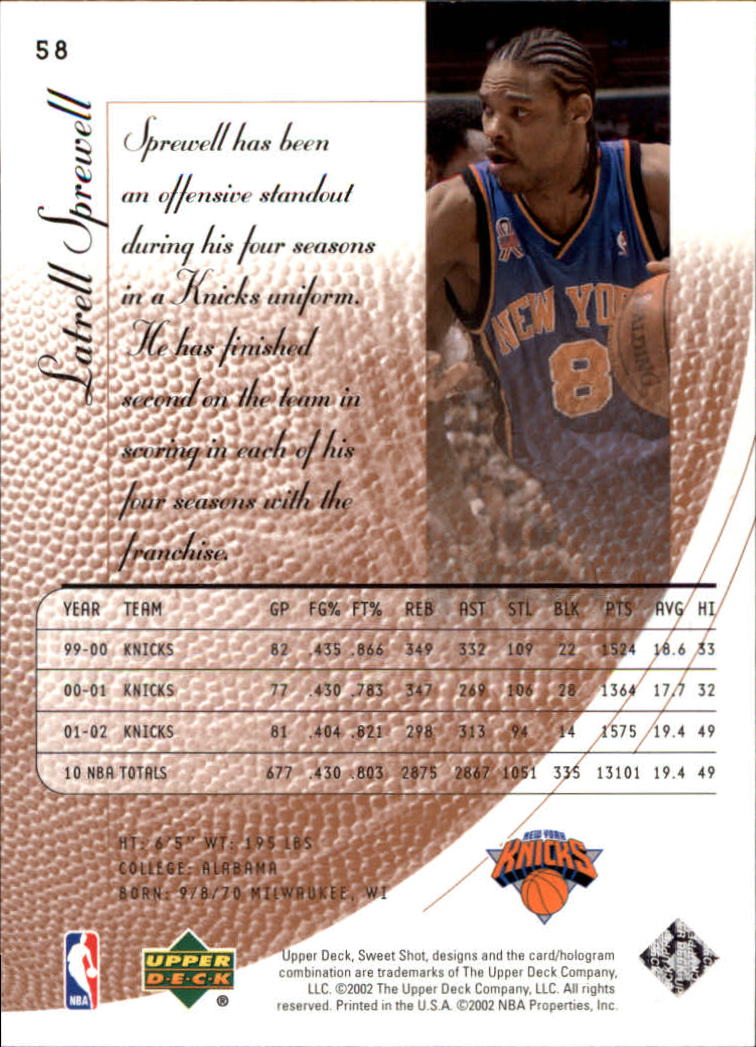 2002/2003 Sweet Shot (Upper Deck) Basketball - Picture 63 of 153