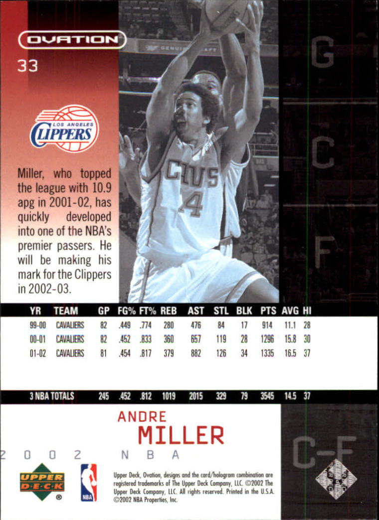 2002/2003 Ovation (Upper Deck) Basketball - Picture 161 of 225