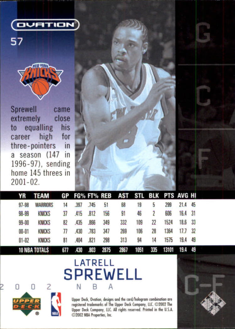 2002/2003 Ovation (Upper Deck) Basketball - Picture 113 of 225