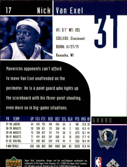 2002/2003 Inspirations (Upper Deck) Basketball - Picture 35 of 225
