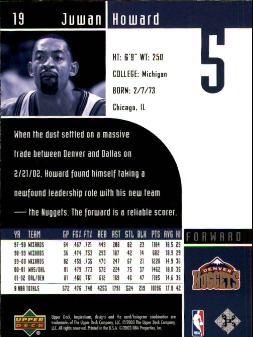 2002/2003 Inspirations (Upper Deck) Basketball - Picture 39 of 225