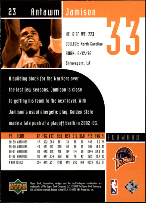 2002/2003 Inspirations (Upper Deck) Basketball - Picture 47 of 225