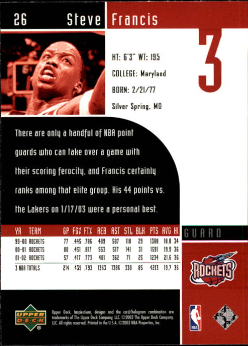 2002/2003 Inspirations (Upper Deck) Basketball - Picture 53 of 225