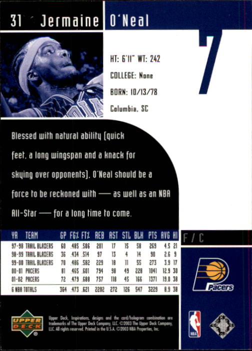 2002/2003 Inspirations (Upper Deck) Basketball - Picture 63 of 225
