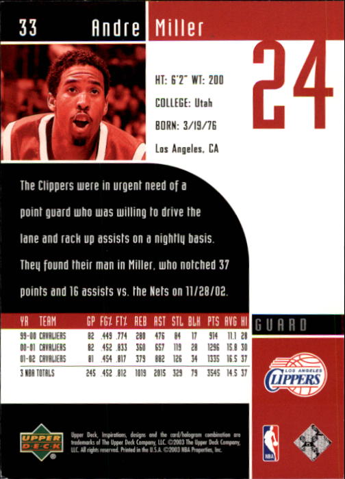 2002/2003 Inspirations (Upper Deck) Basketball - Picture 67 of 225