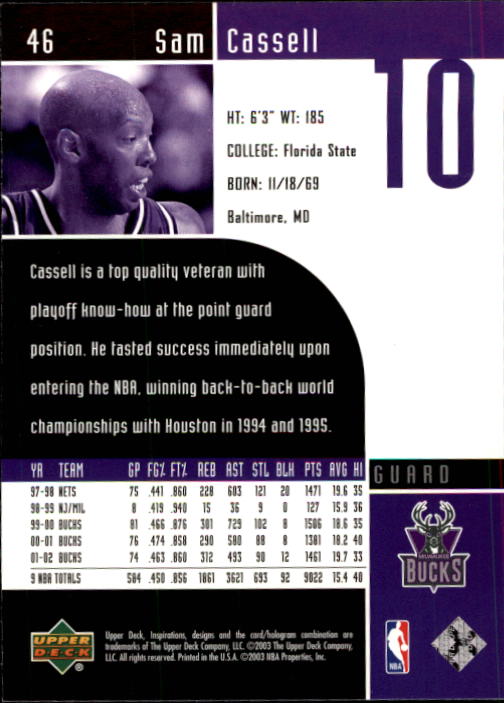 2002/2003 Inspirations (Upper Deck) Basketball - Picture 93 of 225