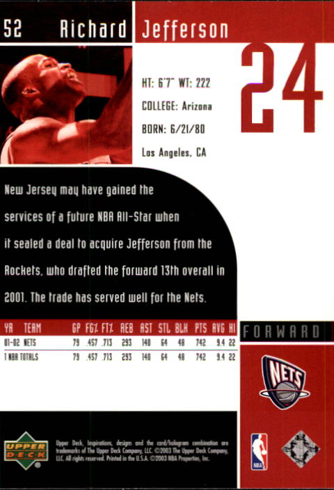 2002/2003 Inspirations (Upper Deck) Basketball - Picture 105 of 225